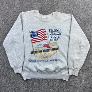 Vintage Operation Desert Storm Sweatshirt Mens XL Gray USA Made Colors Don't Run